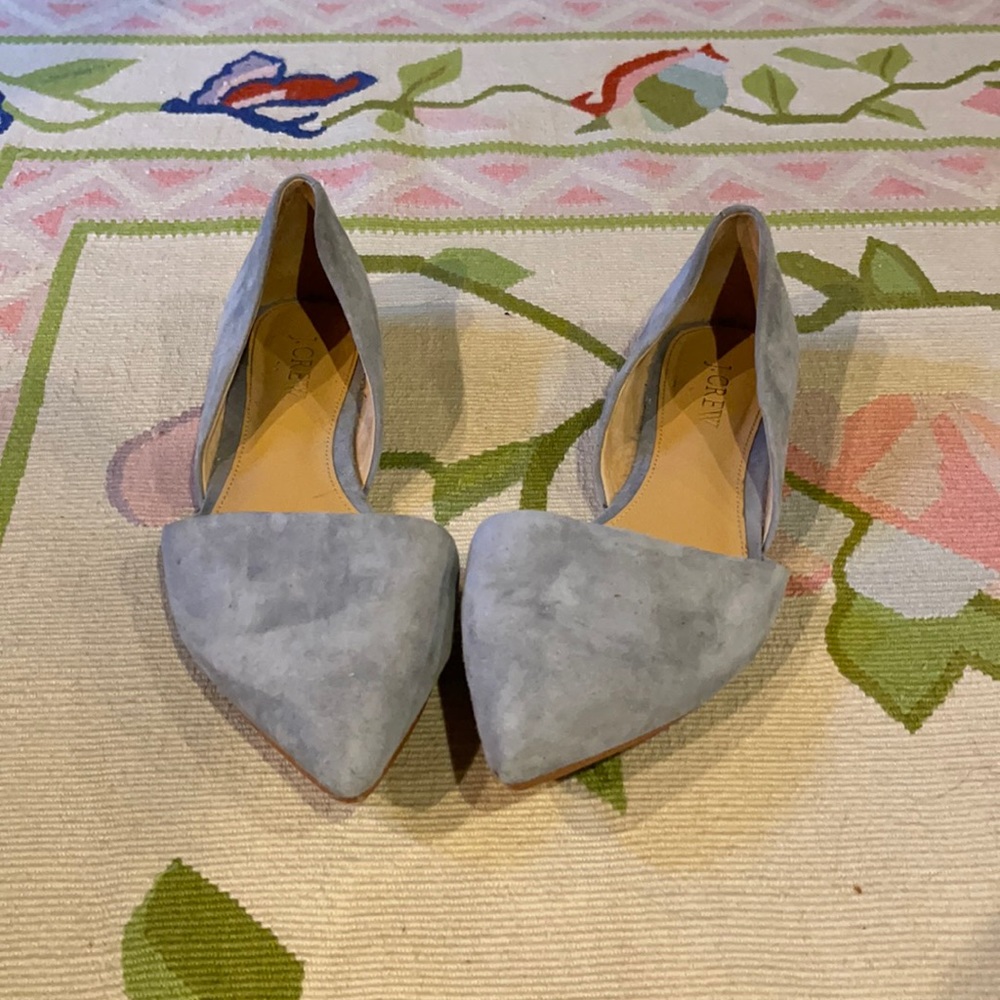 Grey suede flats